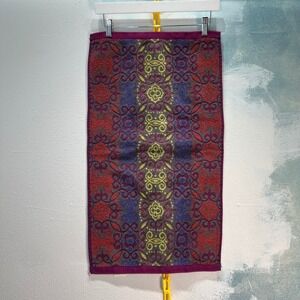 World Market Kitchen Hand Towel Boho Medallion Damask 16x28" Purple Red Cotton